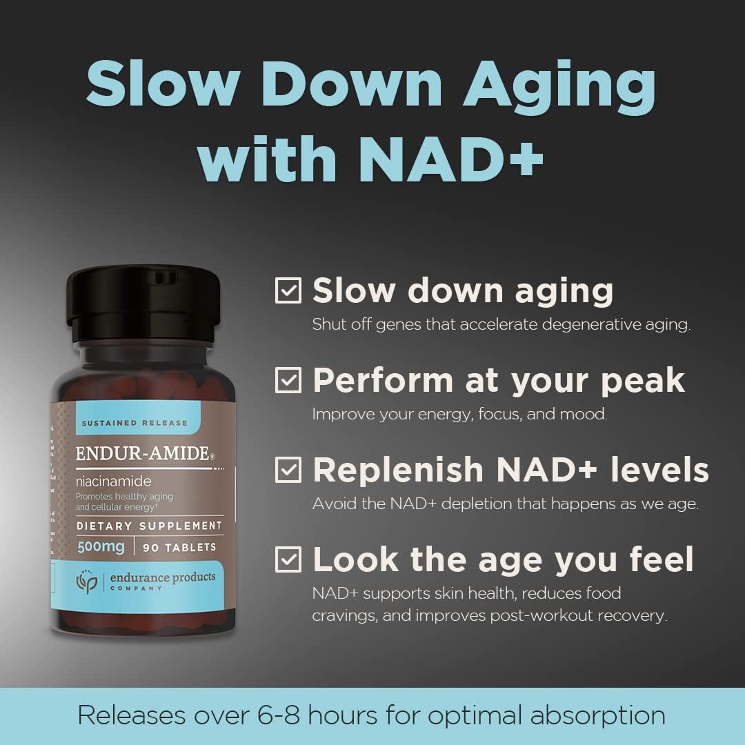 Endurance Products NAD+ Niacinamide B3 Combo Pack - 500mg Endur-Amide & 250mg ENDUR-ACIN - Extended Release for Optimal Absorption & Low-Flush - 200 Tablets
