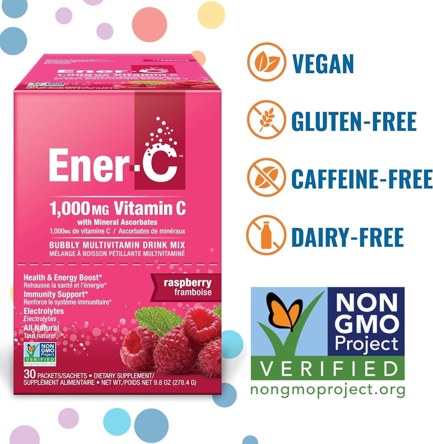 Ener-C Ener-Life Raspberry Multivitamin Drink Mix 30 Count - Convenient and Delicious Way to Boost Energy and Immunity