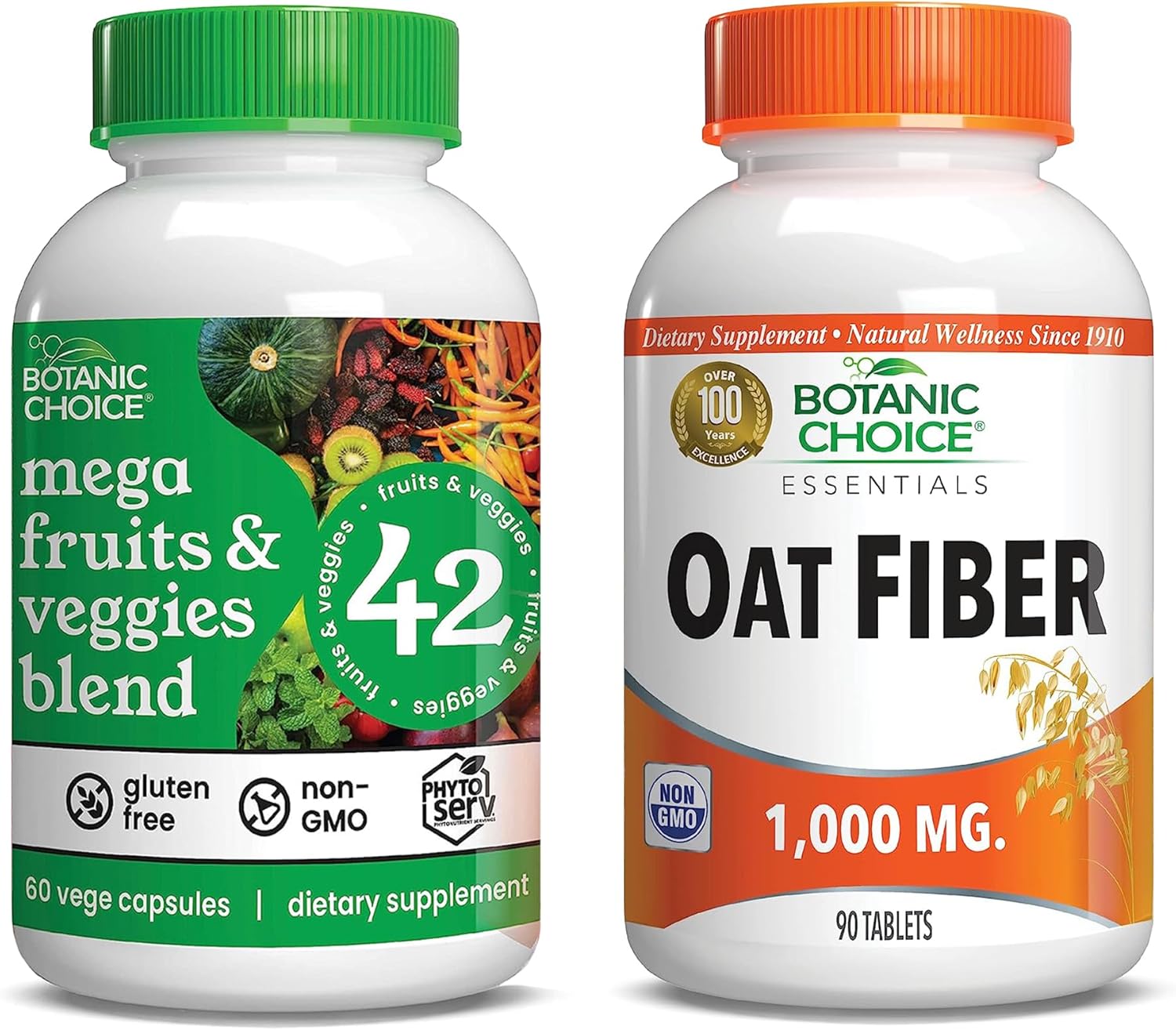 Energizing Mega Fruits and Veggies Blend with Oat Fiber Bundle for Energy Balance and Digestive Health - 60 Capsules + 90 Tablets - BoostGo Australia