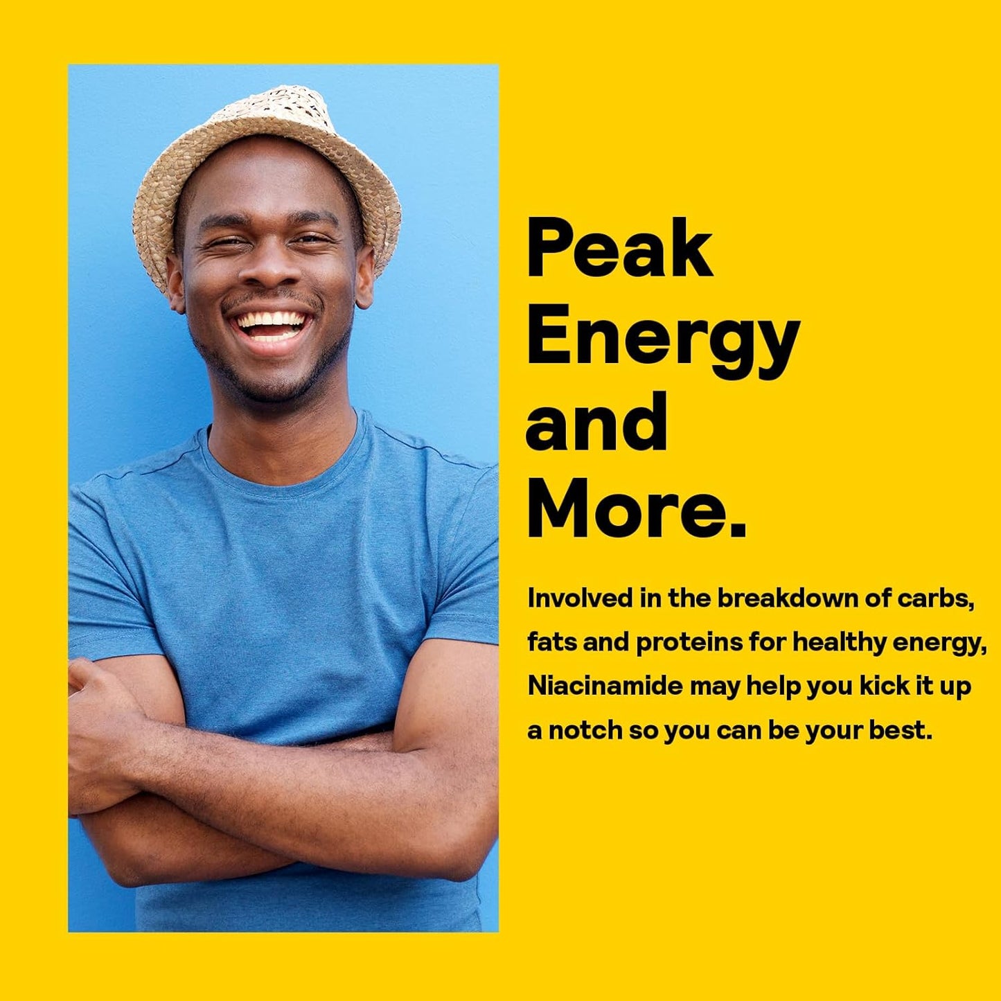 Energizing Niacinamide 500mg - No Flush Vitamin B3 Supplement - Supports Nerve Function and Metabolism - 100 Tablets, 100 Servings