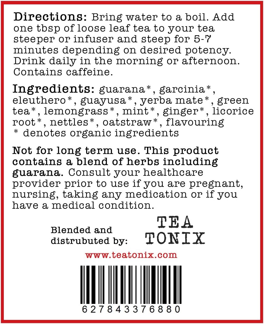 Energizing Yerba Mate Tea with Guarana, Eleuthero, and Garcinia - Highly Caffeinated 60g