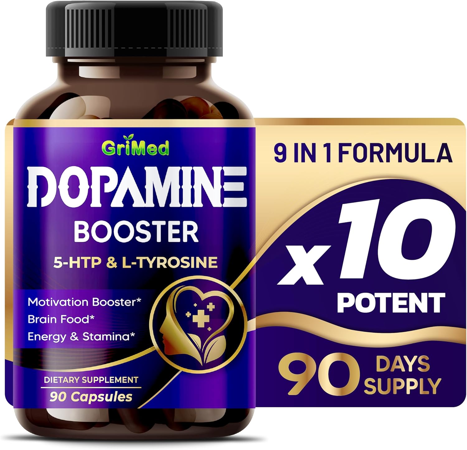 Energy and Stamina Booster with 5-HTP, L-Tyrosine, Magnesium, L-Theanine - 14,285mg Formula - USA Made (90 Count)
