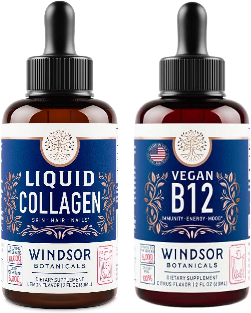 Energy and Wellness Bundle: Liquid Vitamin B12, Collagen, and Biotin by WINDSOR BOTANICALS