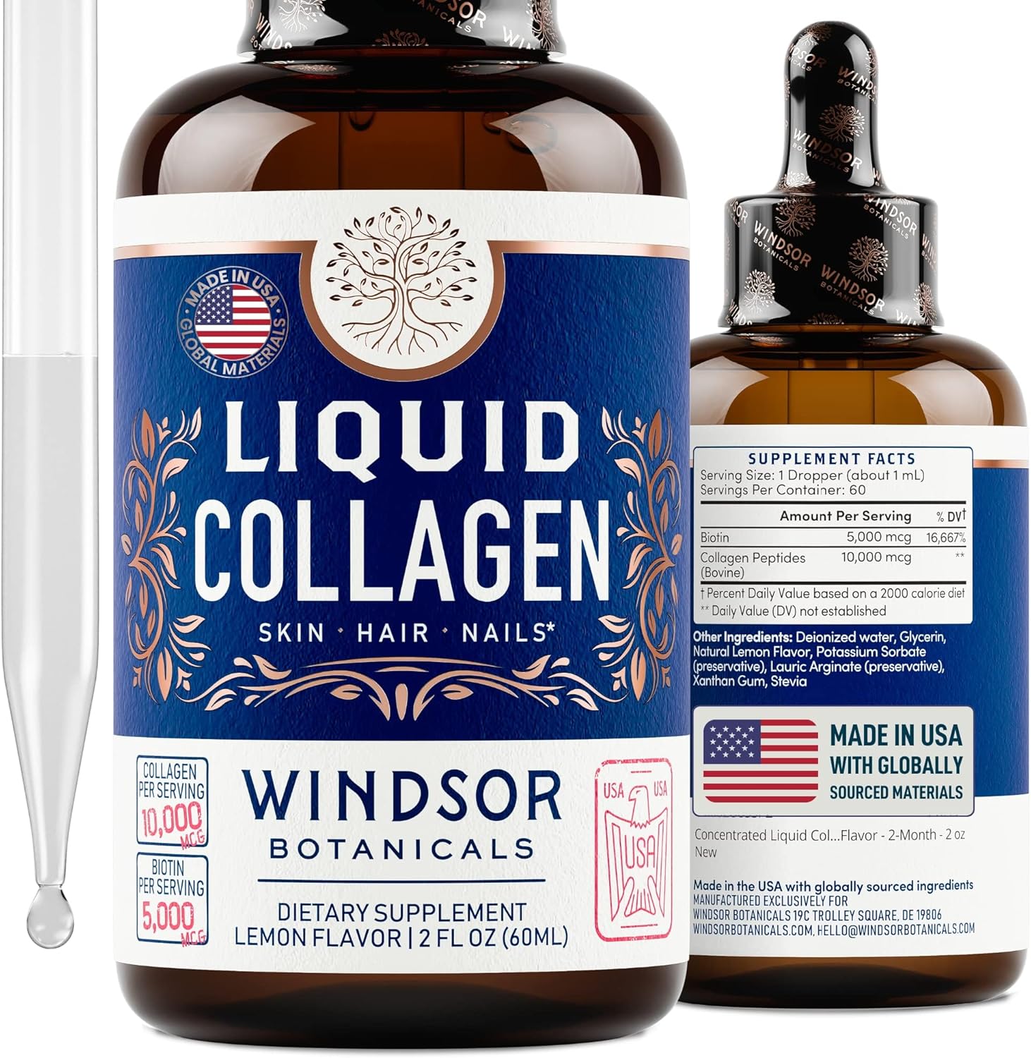 Energy and Wellness Bundle: Liquid Vitamin B12, Collagen, and Biotin by WINDSOR BOTANICALS
