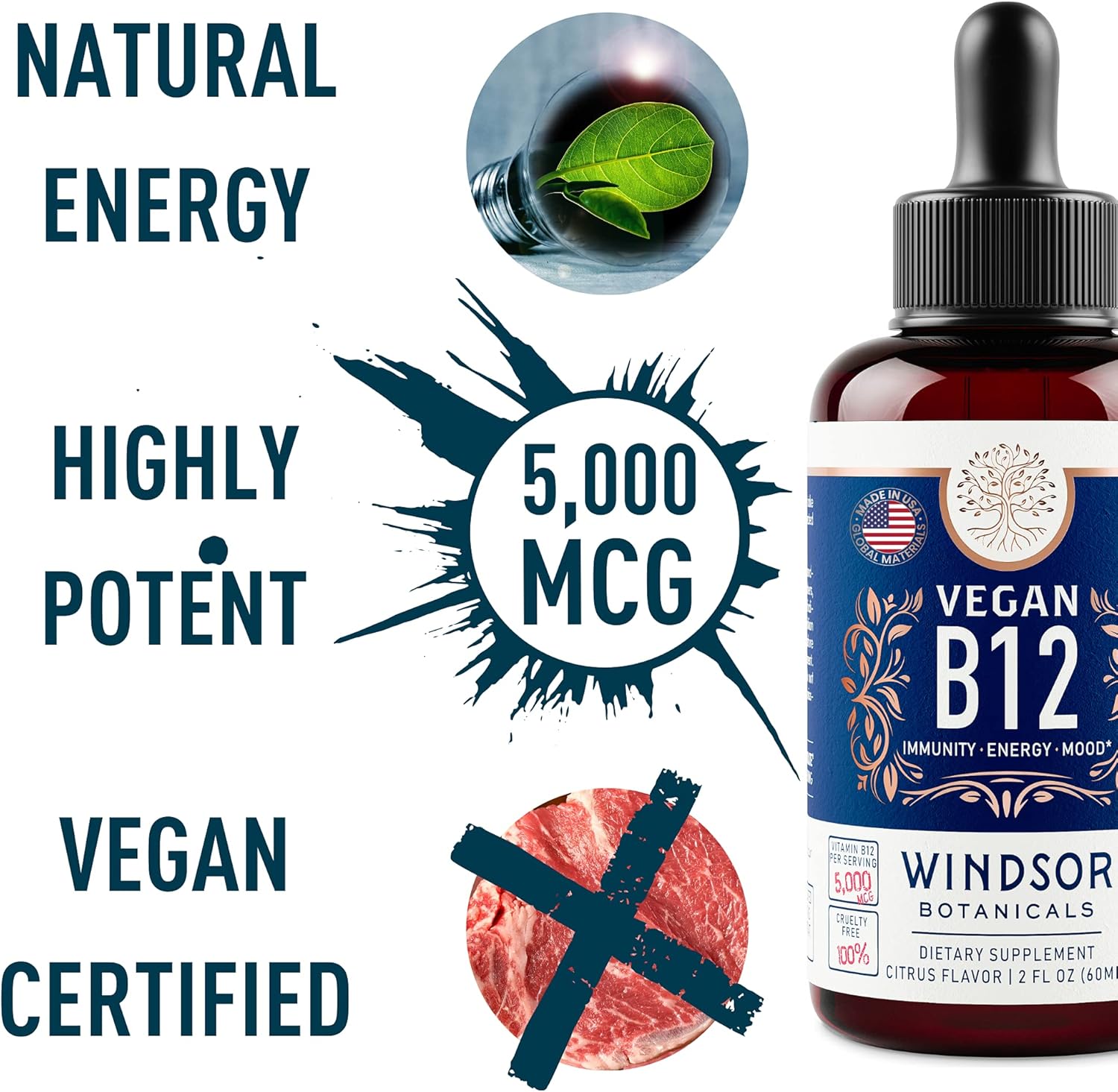 Energy and Wellness Bundle: Liquid Vitamin B12, Collagen, and Biotin by WINDSOR BOTANICALS