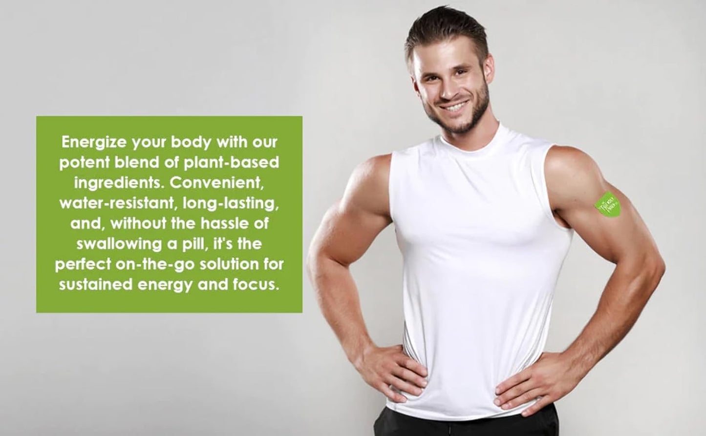 Energy Boost Travel Patches - 8 Pack with Caffeine, Guarana, Green Tea - Men and Women - The Friendly Patch.