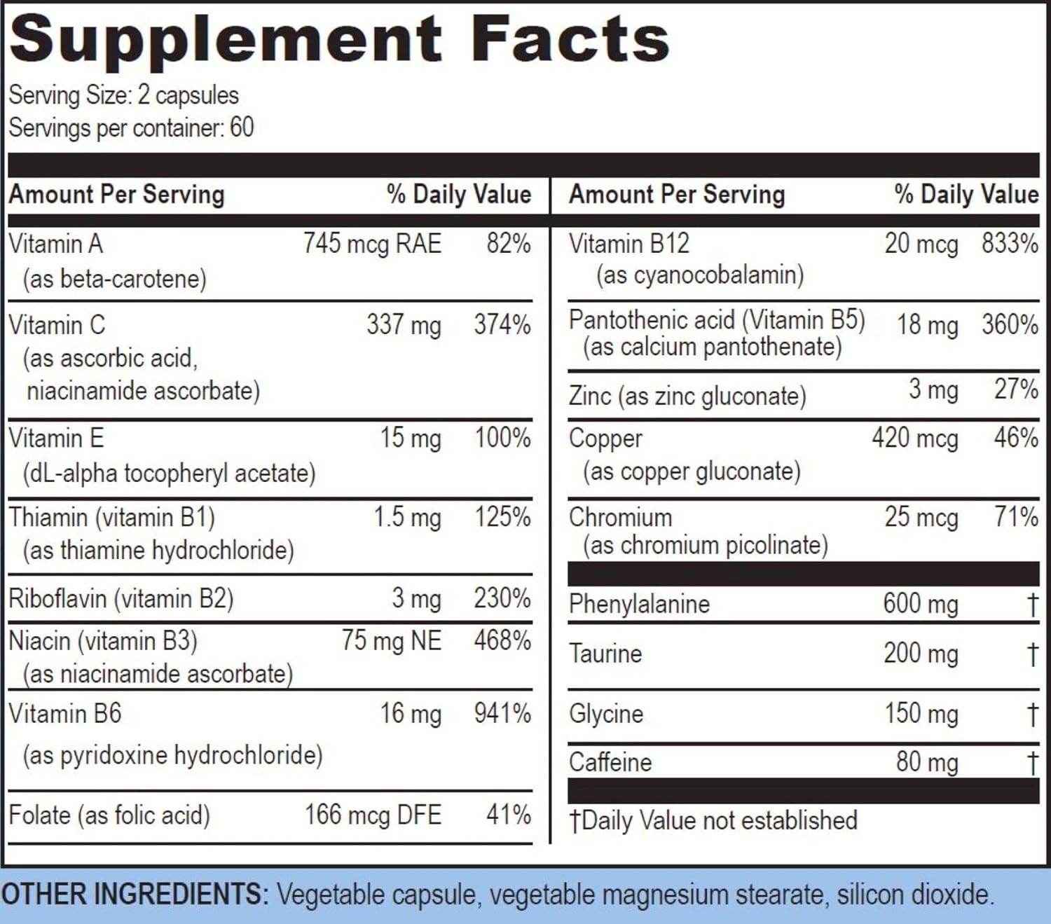 Energy Boosting Blast Caps | Packed with B12, Niacin, Caffeine, Taurine, Phenylalanine, Vitamin C | 60 Servings