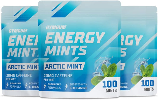 Energy Boosting Caffeine Mints with L-theanine & B Vitamins - 60mg Caffeine - Sugar Free - Arctic Mint - 300 Chews