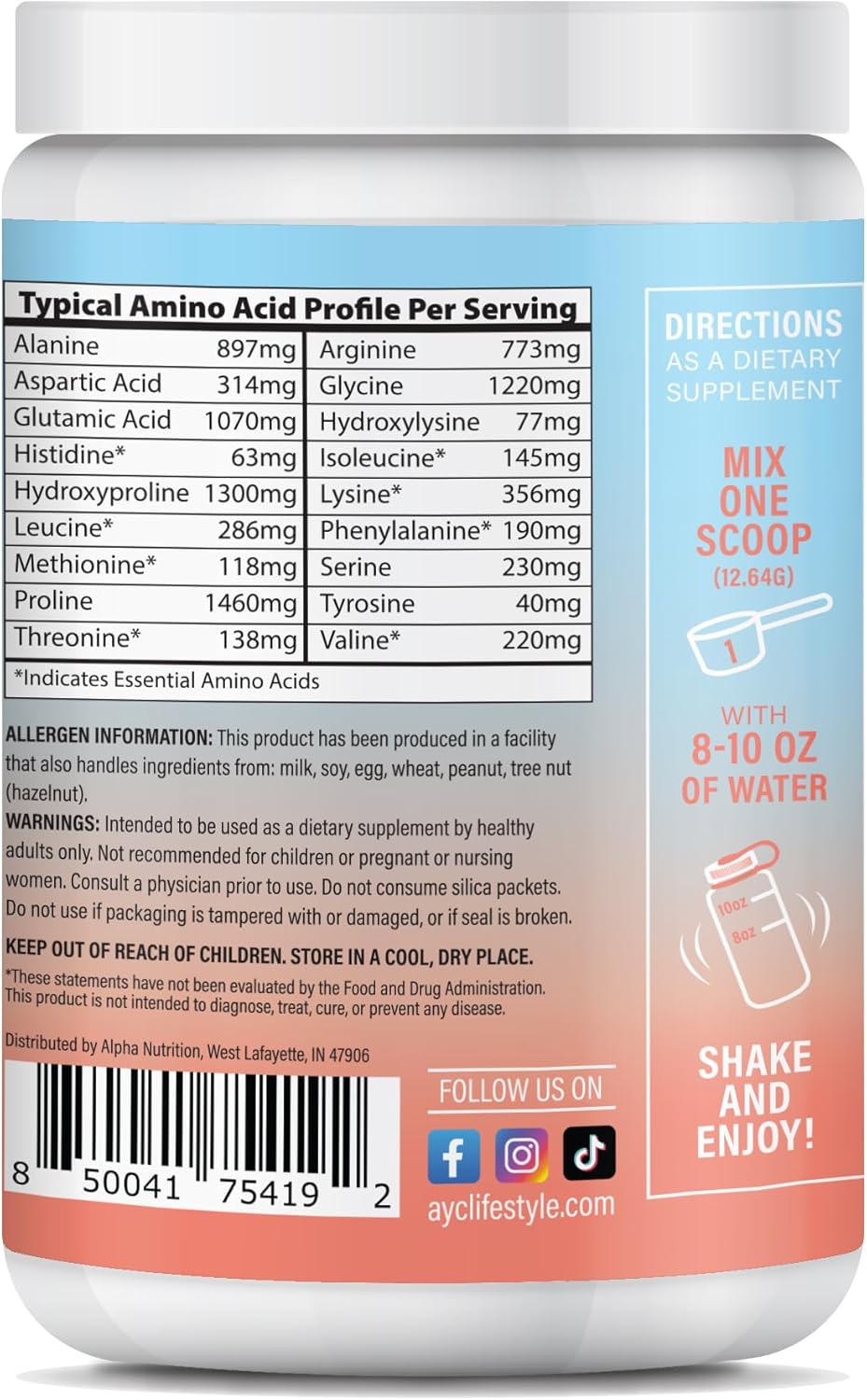 Energy-Boosting Collagen Powder for Hair, Skin & Nails - Type I & III Peptides with Caffeine, Vitamin C, Biotin, Hyaluronic Acid - Zero Sugar, Peach Bellini Flavor - 8.92 oz