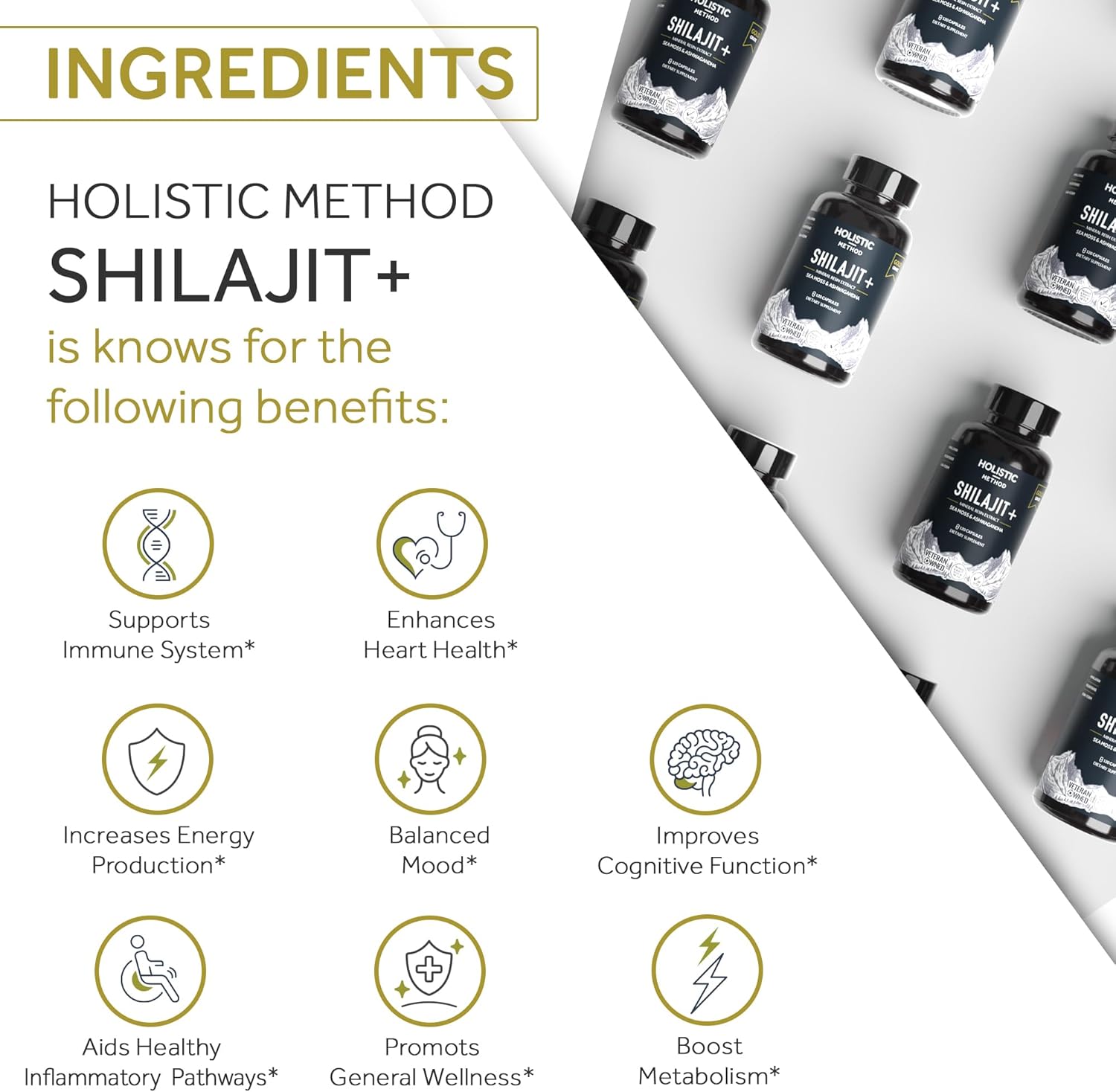 Energy-Boosting Himalayan Shilajit Capsules with Sea Moss & Ashwagandha - 120 Resin Capsules for Men & Women - Immune Support & Vitality Boost