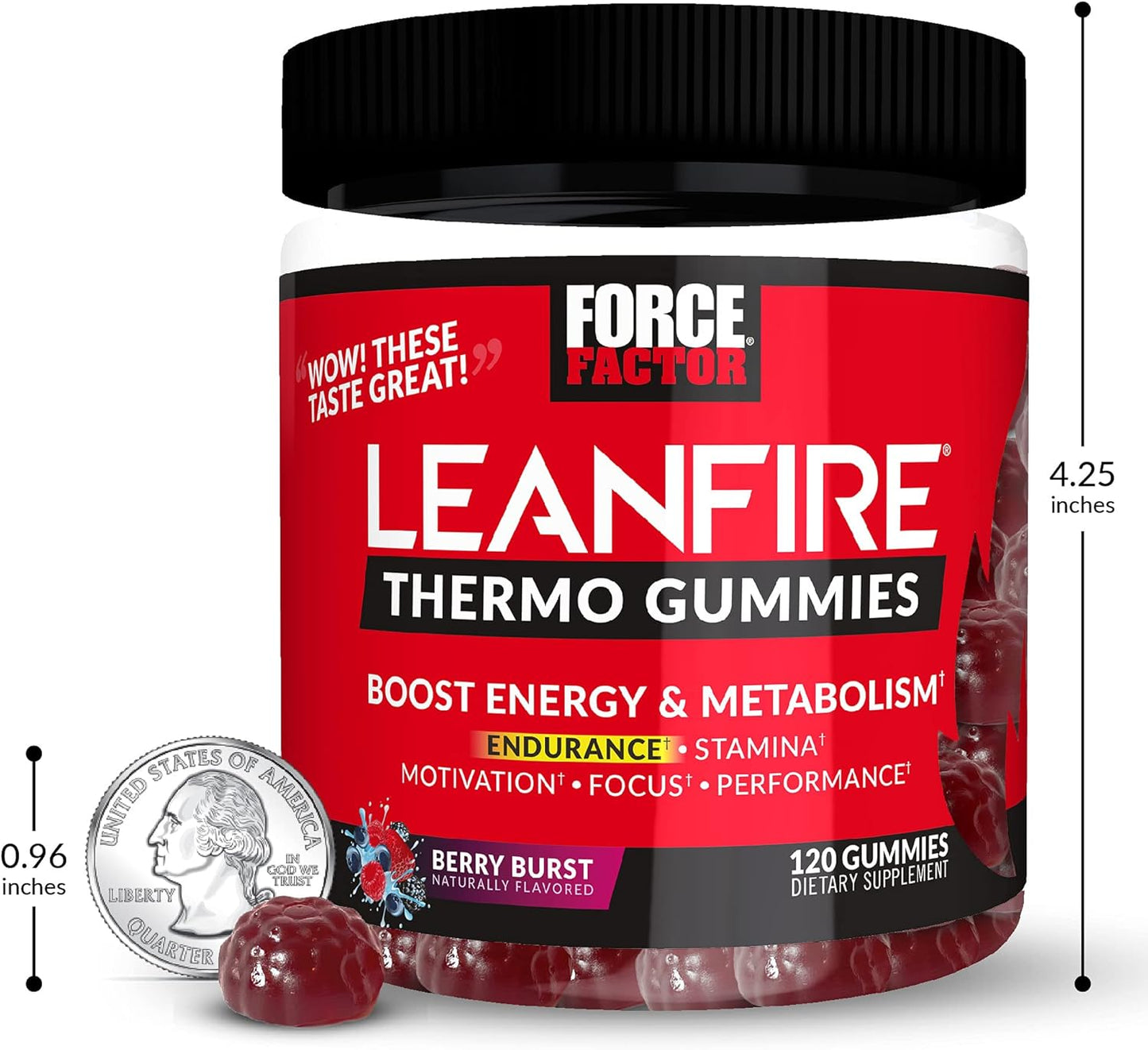 Energy-Boosting LeanFire Thermo Gummies with B12, Caffeine, & Green Coffee Bean - 120 Gummies