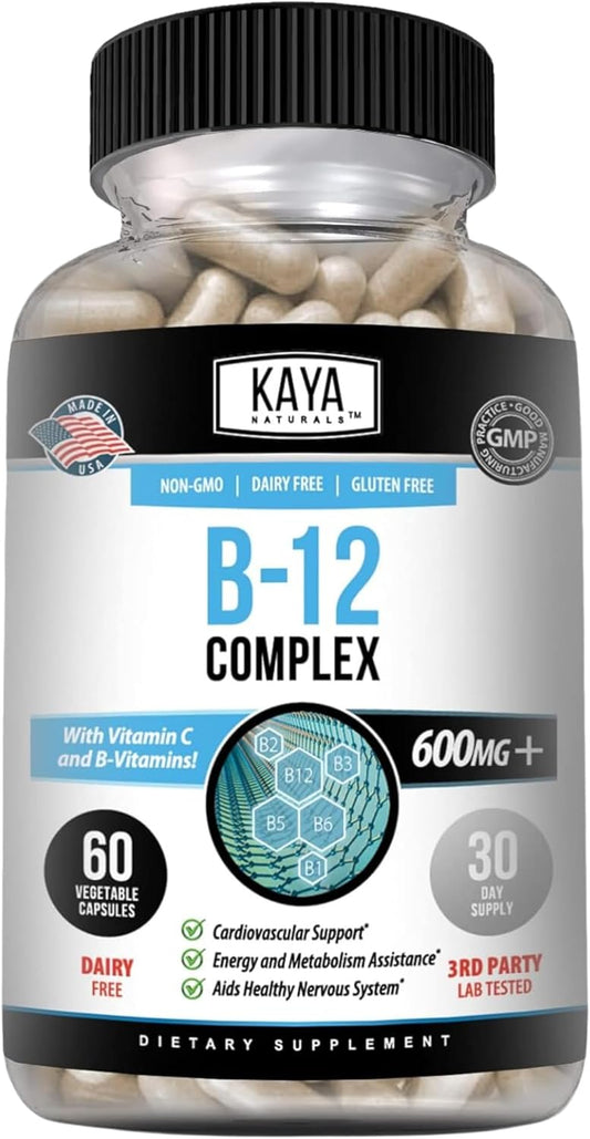 Energy-Boosting Multivitamin Supplement with B-12 Complex, Biotin, Choline, Inositol, Folate, and Vitamin C for Men & Women - 60 Count