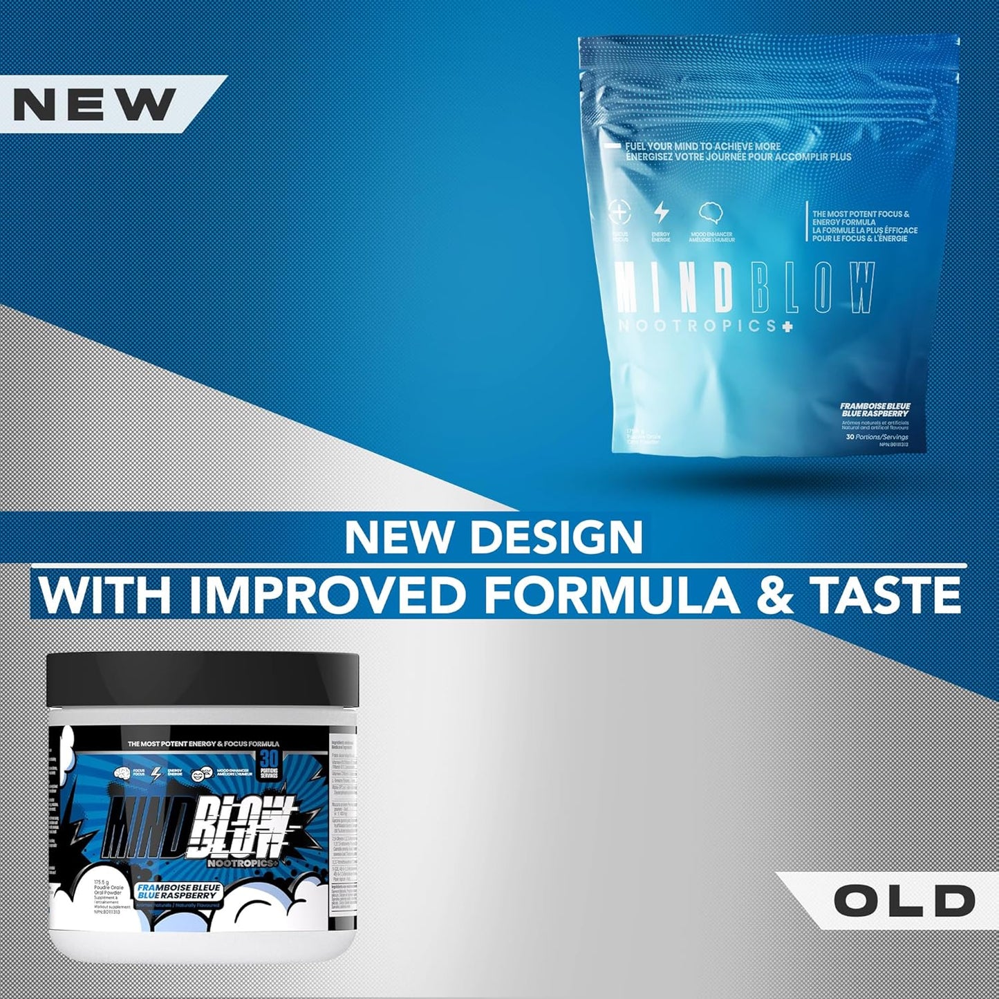 Energy-Boosting Nootropic Brain Supplement with Caffeine, L-Tyrosine, Teacrine & Alpha GPC - Enhances Focus, Mood & Energy Levels - Ideal for Gamers, Gym-Goers, Students & Entrepreneurs - 30 Servings - Blue Raspberry Flavor