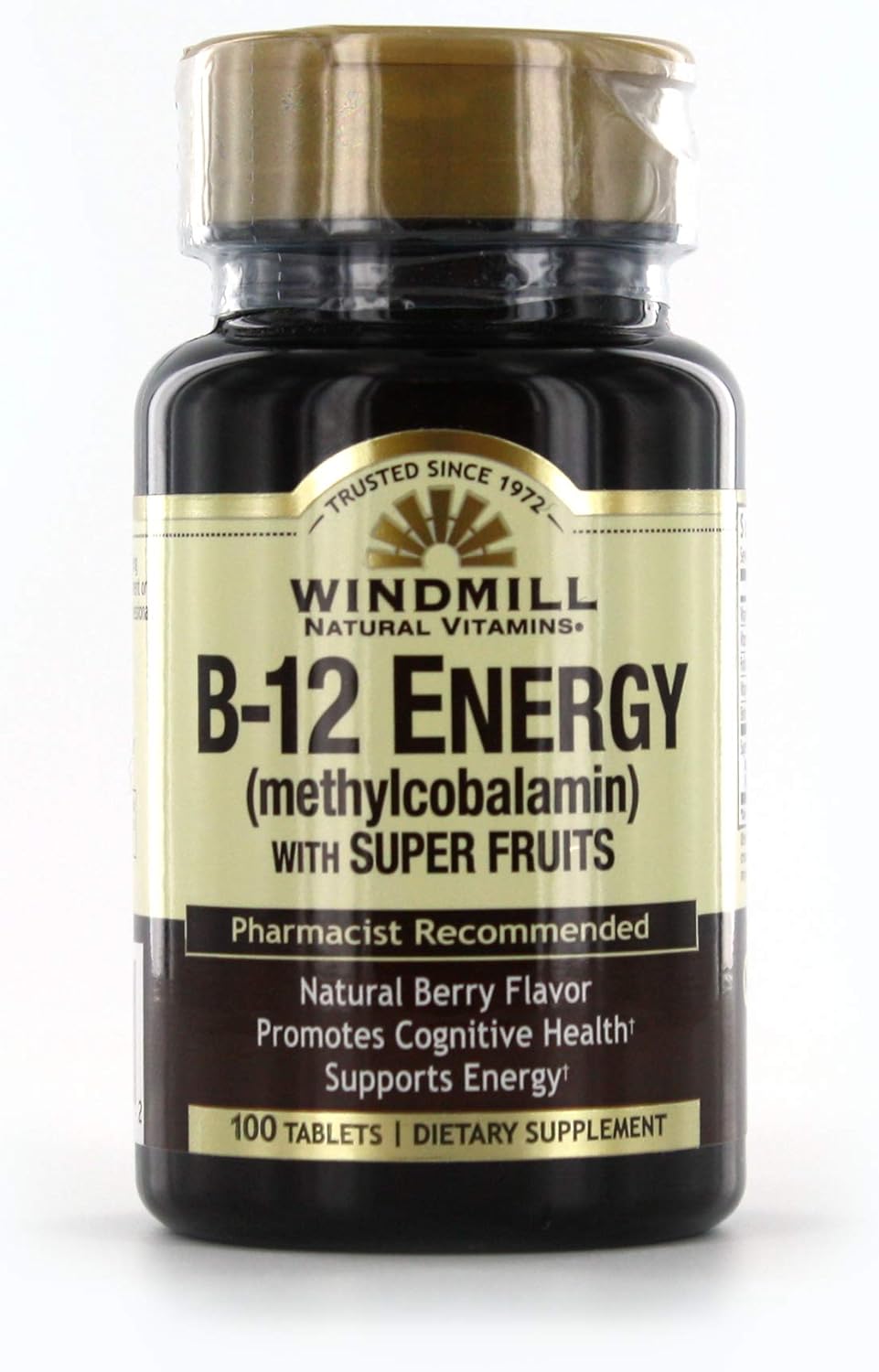 Energy Boosting Windmill Vitamin B-12 Tablets with Super Fruits - 100 Count