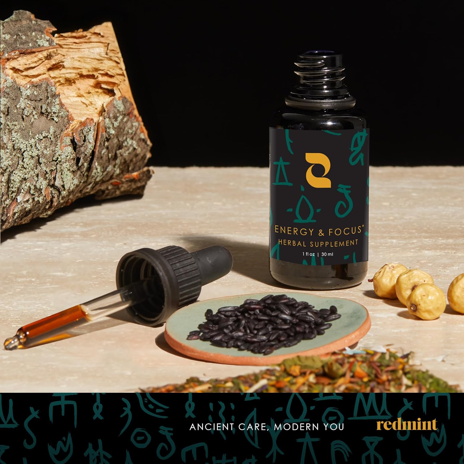 Energy & Focus Herbal Tincture with Ashwagandha & Rhodiola for Natural Boost | Ancient TCM Wisdom | 30 ml