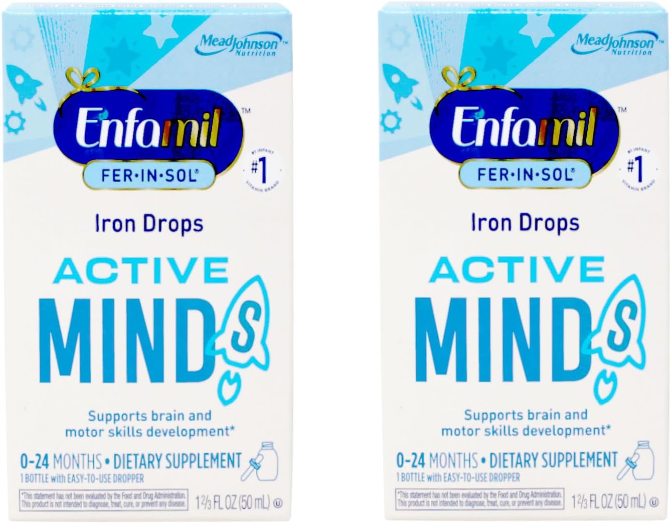 Enfamil Fer-In-Sol Iron Supplement Drops for Babies, Supports Brain Development, 50 mL Dropper Bottle, Pack of 2