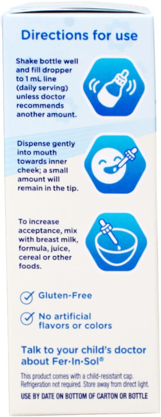 Enfamil Fer-In-Sol Iron Supplement Drops for Babies, Supports Brain Development, 50 mL Dropper Bottle, Pack of 2