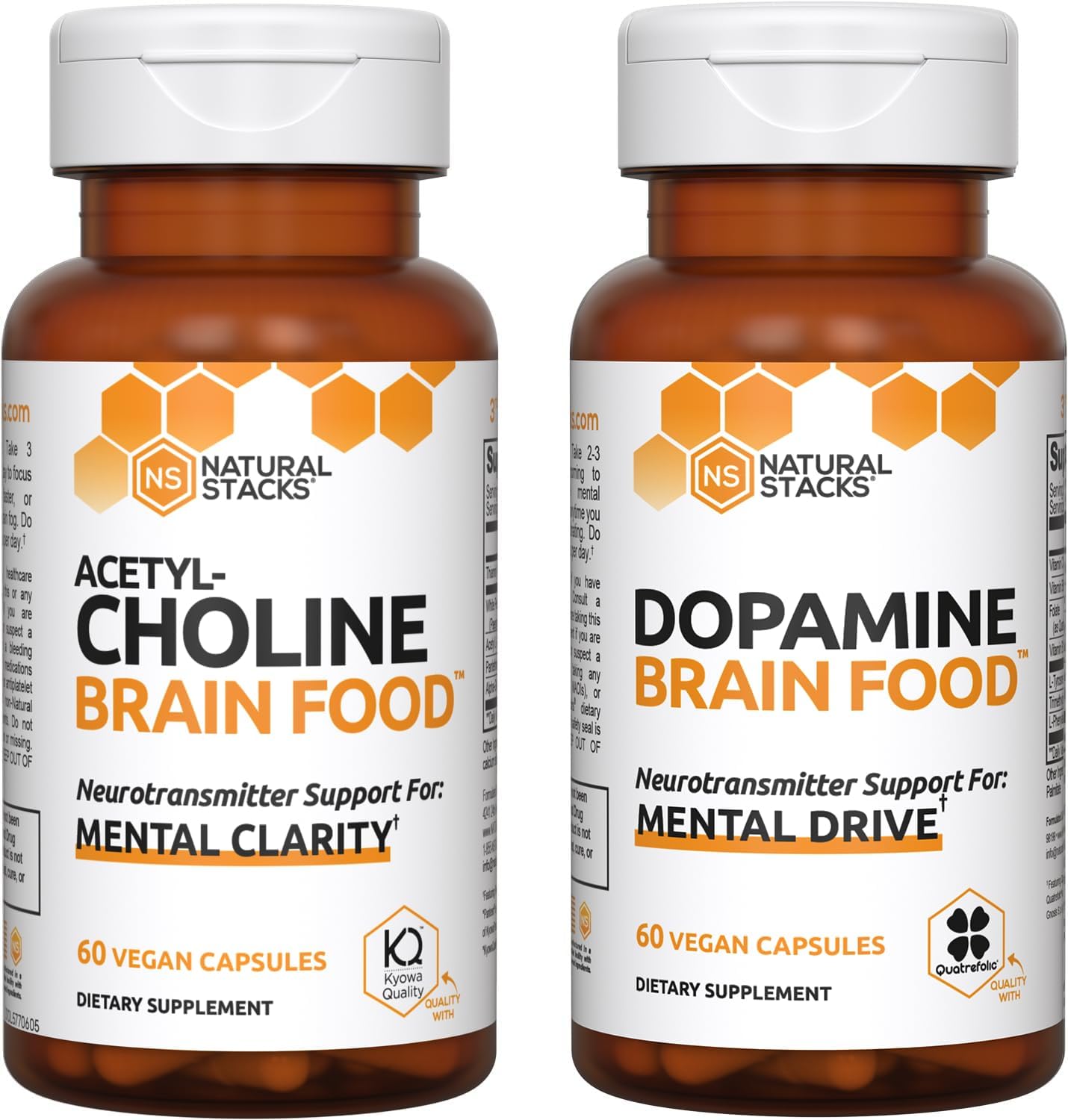 Enhance Mental Drive and Clarity with NATURAL STACKS Dopamine + Acetylcholine Brain Food Bundle - 120 Capsules