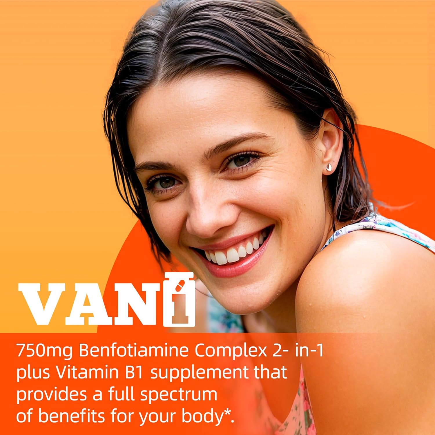 Enhanced Formula VANI Vitamin B1 Supplement with 750mg Benfotiamine - 2 in 1 Fat & Water Soluble Thiamine | 120 Capsules (Gluten Free)