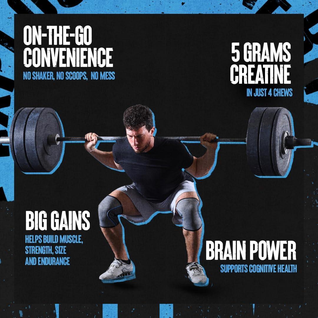 Enhanced Green Apple Creatine Chews Tablets with AstraGin for Improved Absorption and Sea Salt for Added Pumps