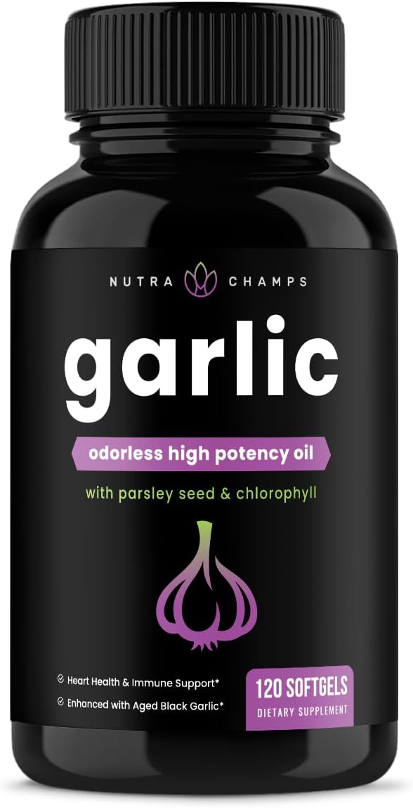 Enhanced Immune Support Garlic Oil Softgels with Parsley, Chlorophyll & Aged Garlic Extract - 1000mg