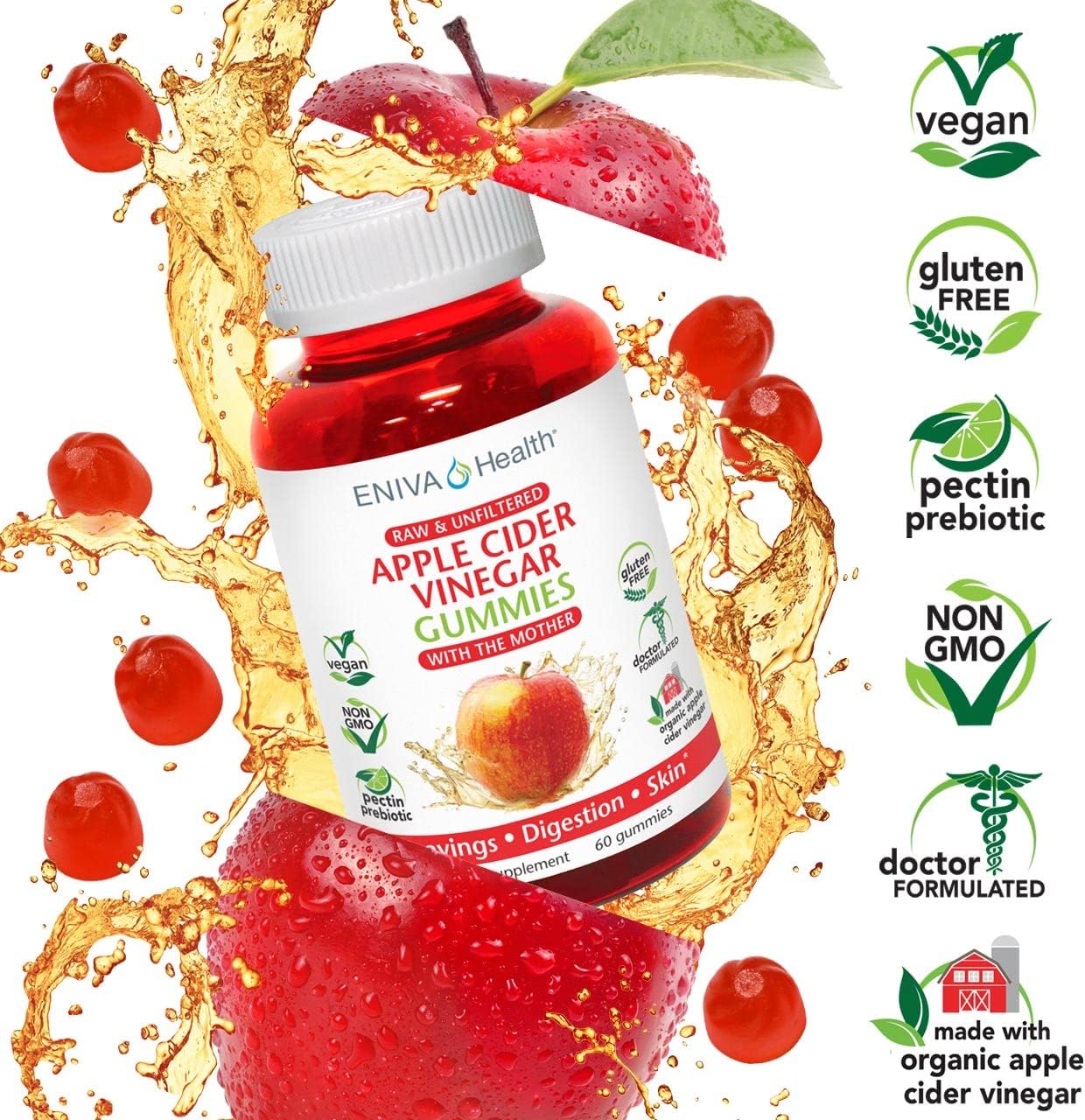 Eniva Health Apple Cider Vinegar Gourmet Gummy Vitamins 2 Pack - 120 Count