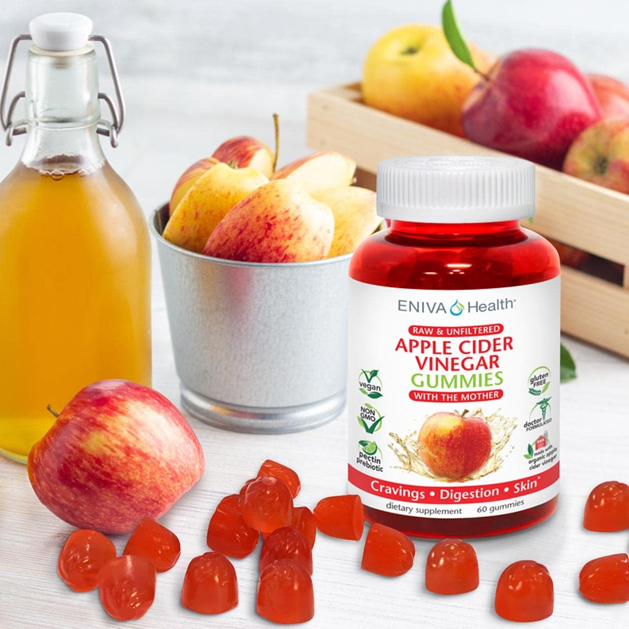 Eniva Health Apple Cider Vinegar Gourmet Gummy Vitamins 2 Pack - 120 Count