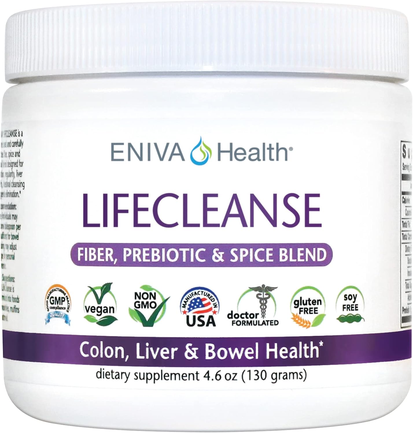 Eniva Health LifeCleanse Natural Fiber Complex Powder - 4.23 oz - Organic Detox Supplement