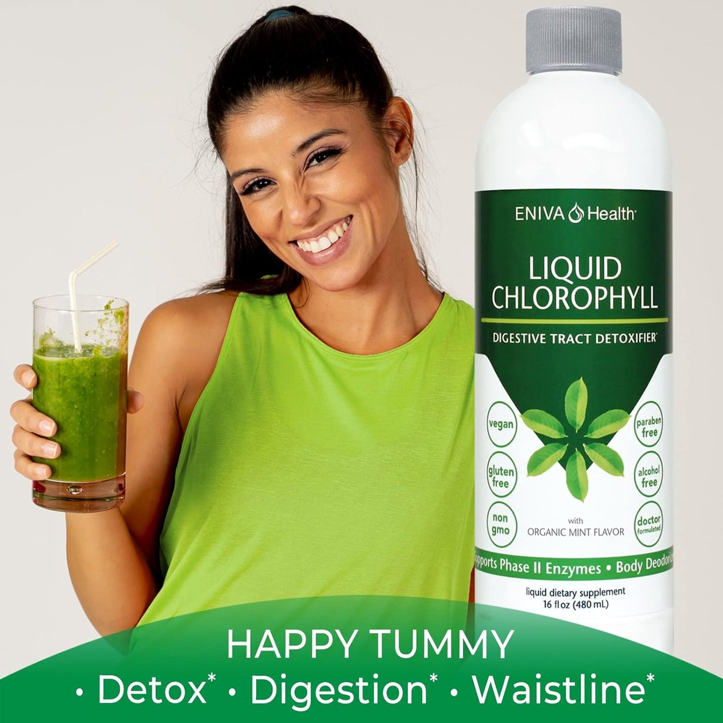 Eniva Health Liquid Chlorophyll - Mint Flavor | Supports Skin, Immunity, Energy, and Gut Health | USA Manufactured - 64 Servings