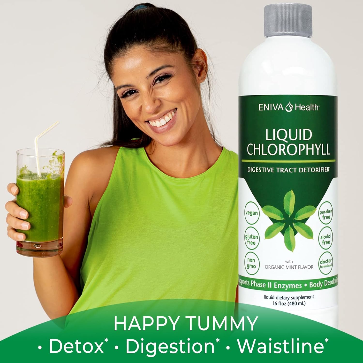 Eniva Health Liquid Chlorophyll - Mint Flavor | Supports Skin, Immunity, Energy, and Gut Health | USA Manufactured - 64 Servings