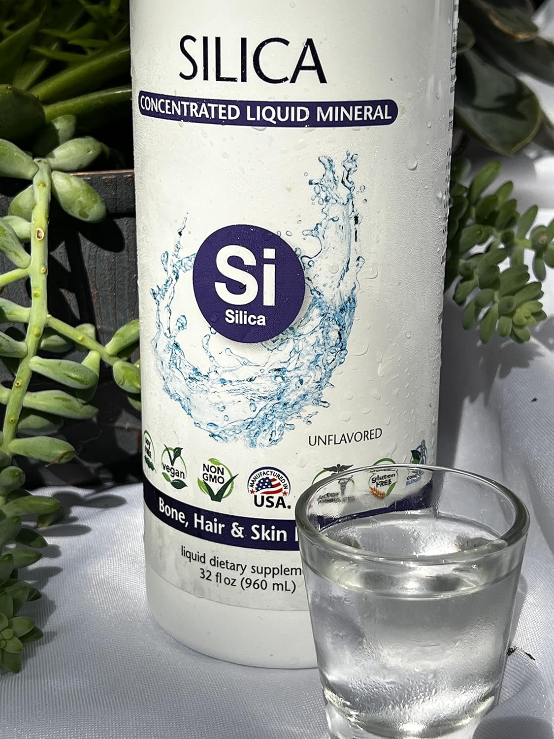 Eniva Health Liquid Ionic Silica Supplement 2 MG - Supports Collagen & Elastin Production for Joints, Bones, Skin, Hair, Nails - Keto, Gluten Free - 32 Servings