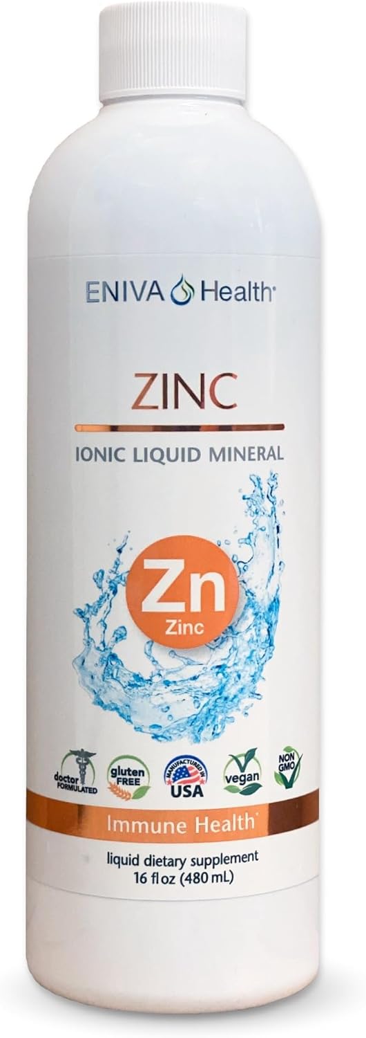 Eniva Health Liquid Ionic Zinc Supplement 16oz - Boost Immune System, Support Vision & Skin - Doctor Formulated, Zero Calories & Sugar - Ideal for Low-Carb, Keto & Fighting Flu