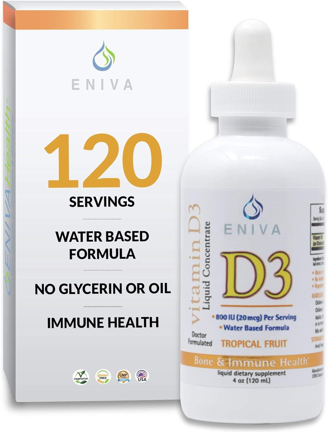 Eniva Health Liquid Vitamin D3 | Doctor Formulated for Quick Absorption (120 mL)