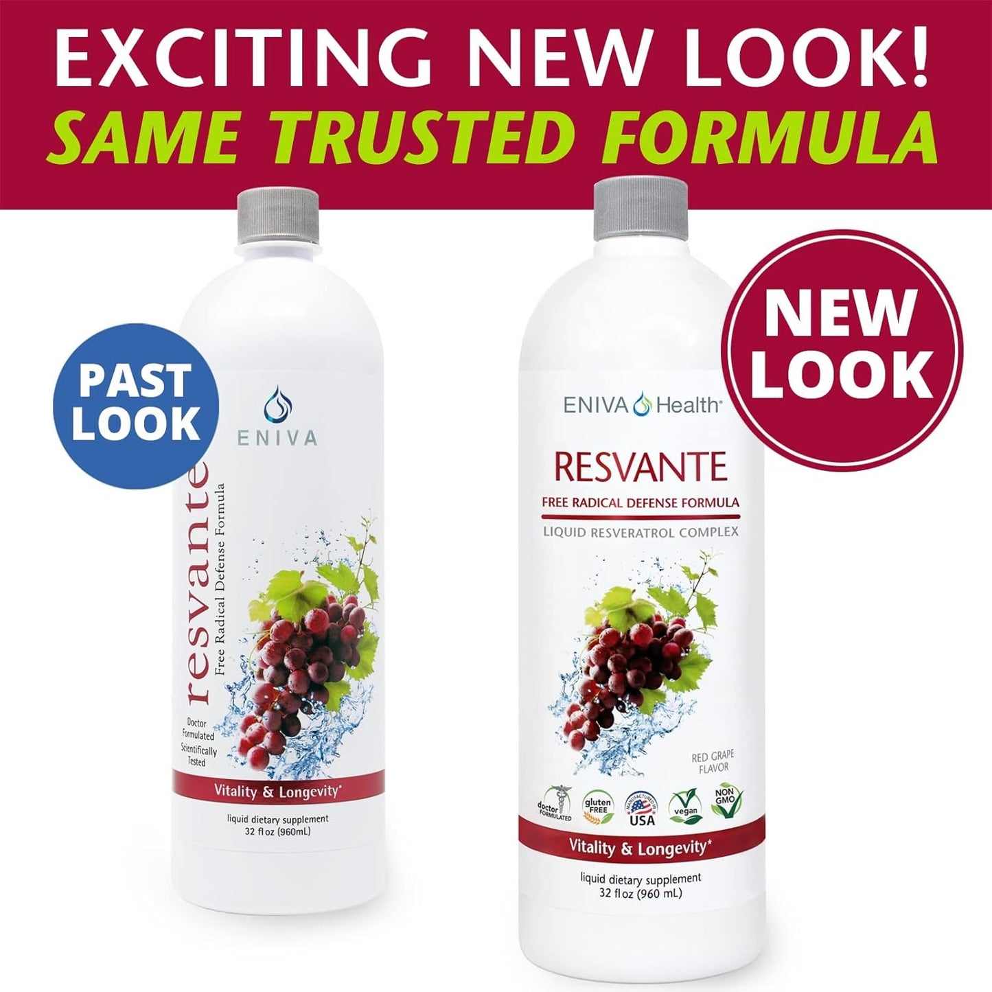 Eniva ResVante Liquid Resveratrol Supplement - Highest Potency Anti-Aging Formula - 32 Ounce Bottle