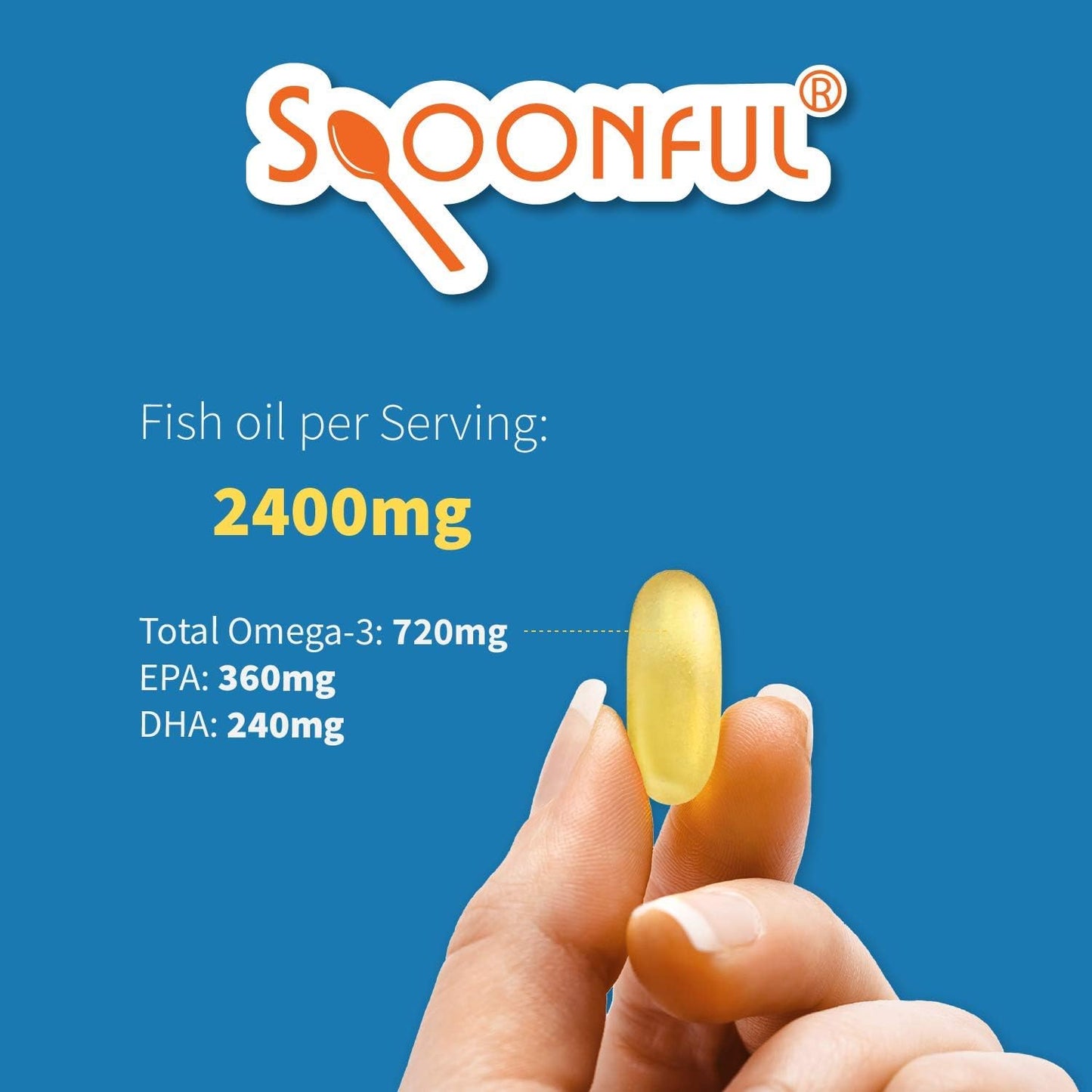 Enteric Coated Omega 3 Fish Oil 2400mg, 200 Capsules, Burpless, Rapid Release Softgels, USA Made, NSF-Certified