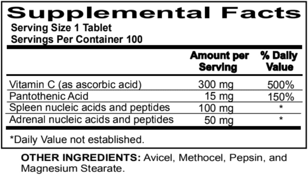 Enzyme Adrena Pan C-Supplement: Global Stress Management Support with Nucleic Acid & Peptides