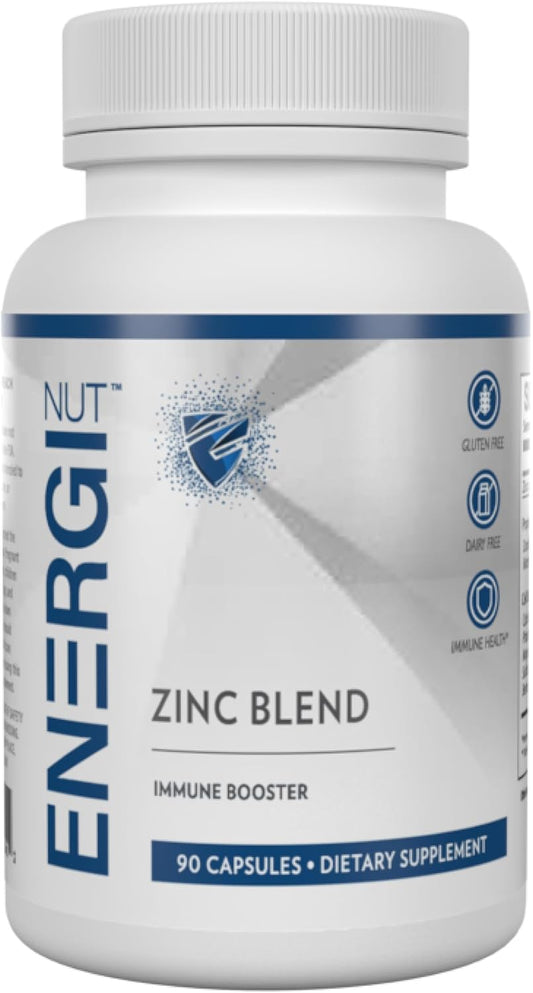 ENZYME NUT Zinc Immune Support Supplement with Vitamin A, B-3, B-6, Marshmellow Root, Dandelion Root Extract, Shiitake Mushroom - 90 Capsules