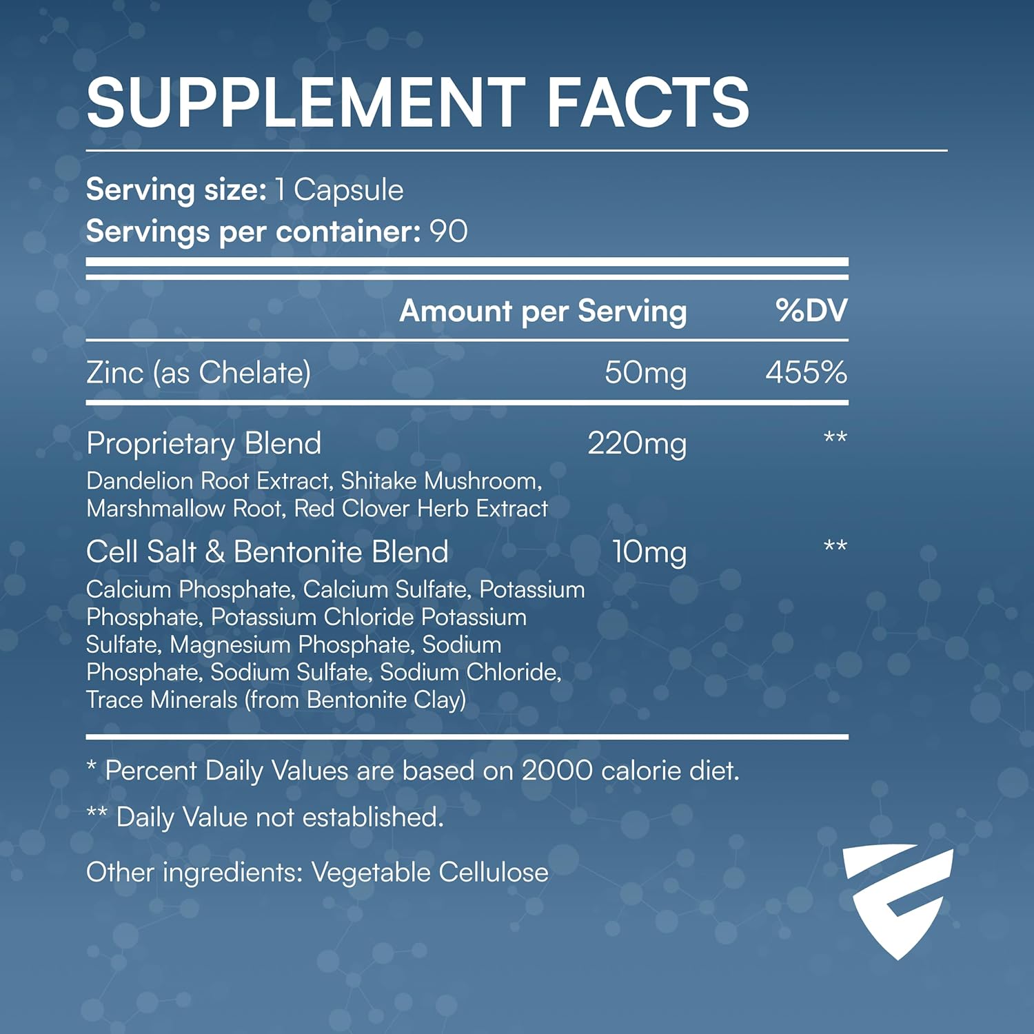 ENZYME NUT Zinc Immune Support Supplement with Vitamin A, B-3, B-6, Marshmellow Root, Dandelion Root Extract, Shiitake Mushroom - 90 Capsules