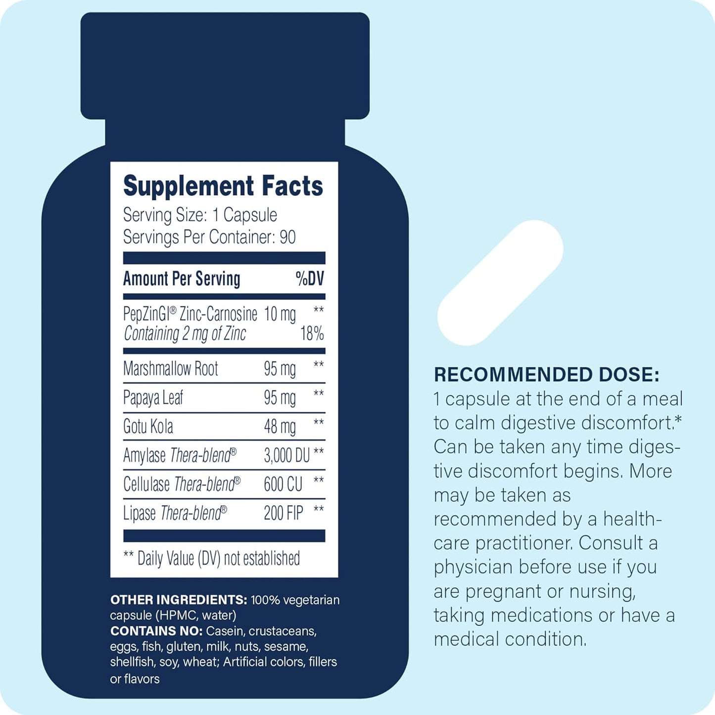 Enzyme Science Acid Calm Capsules - Digestive Enzyme Supplement for Heartburn & Indigestion - 90 Vegetarian Capsules