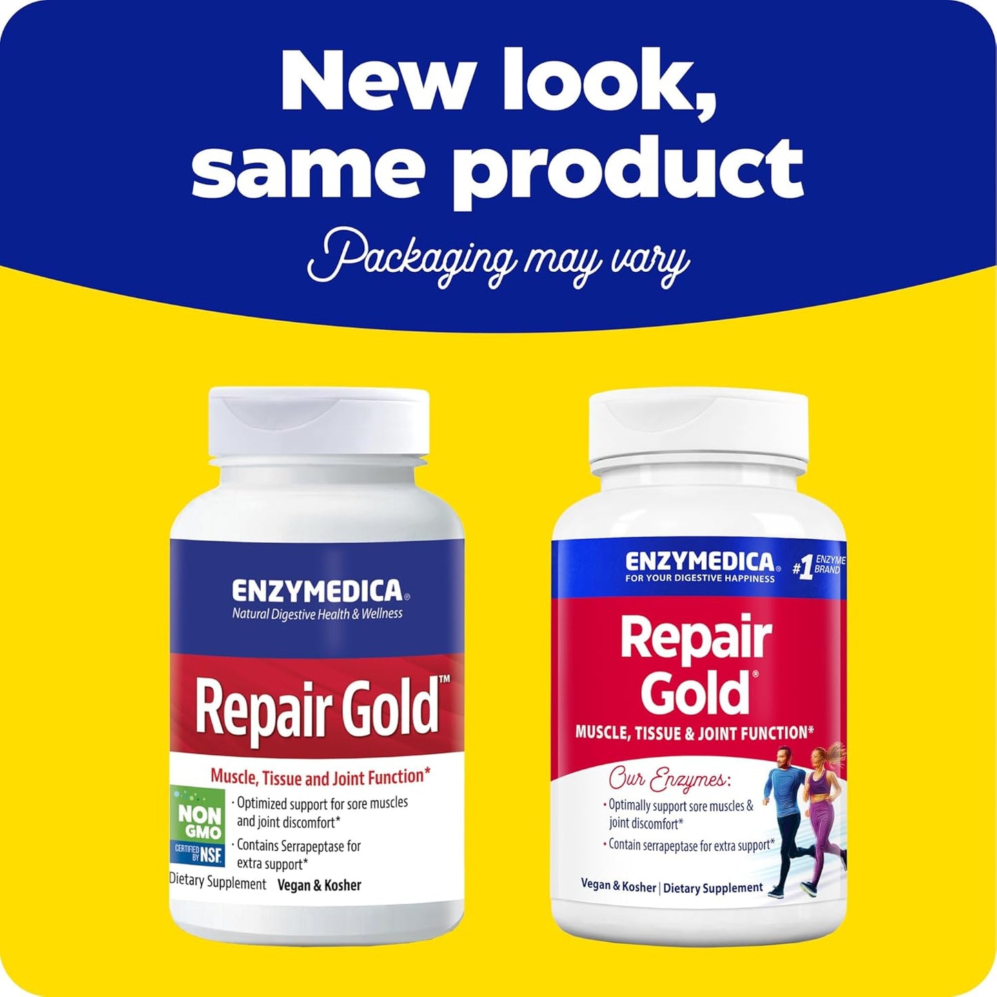 Enzymedica Repair Gold: Joint Support Supplement with Proteolytic Enzymes for Muscle Recovery, 60 Count