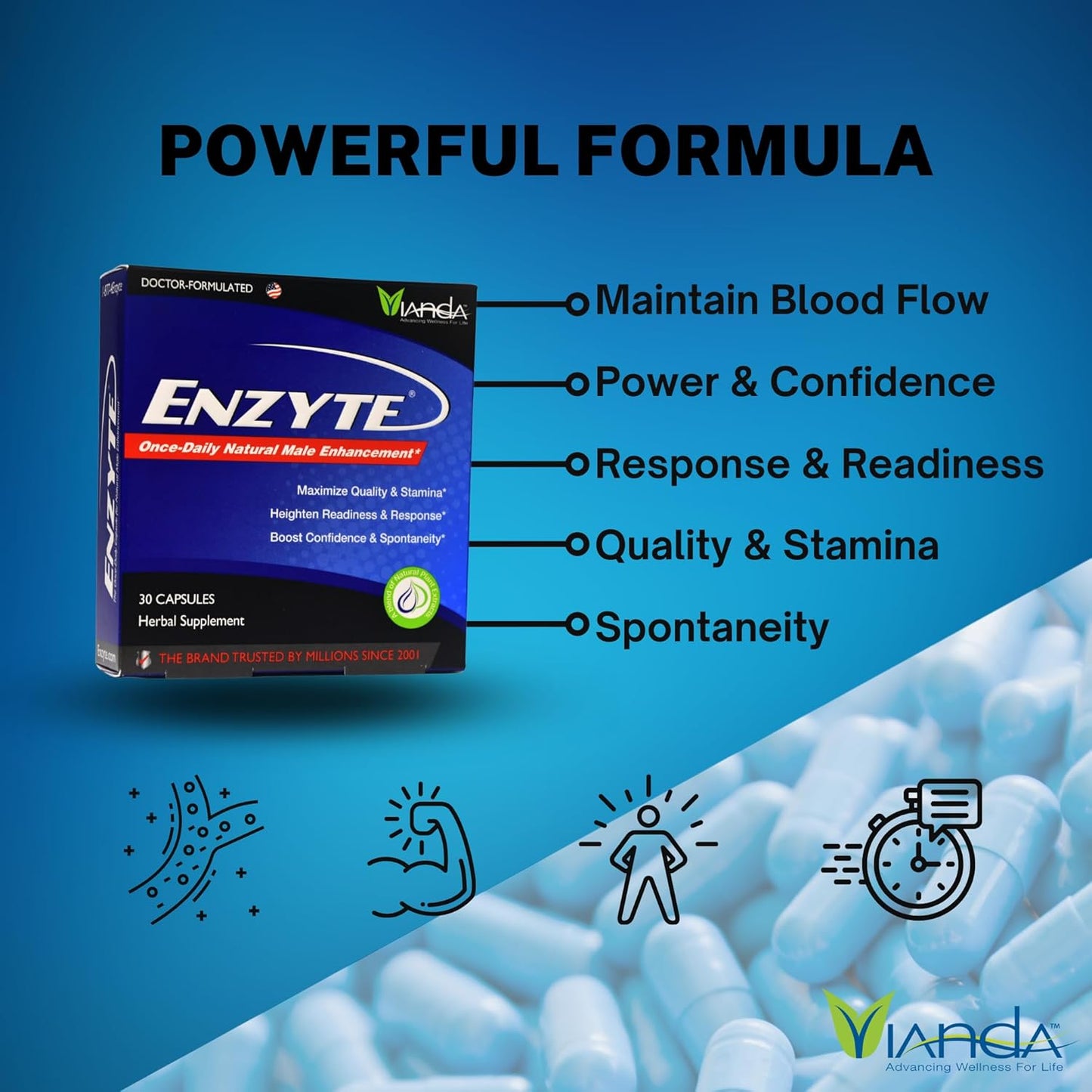 Enzyte MRC Enzyte® Male Enhancement Supplement for Blood Flow, Stamina, Quality - 30 Capsules (3 Pack) with Ginseng, Ginkgo Biloba, Horny Goat Weed, Muira Puama