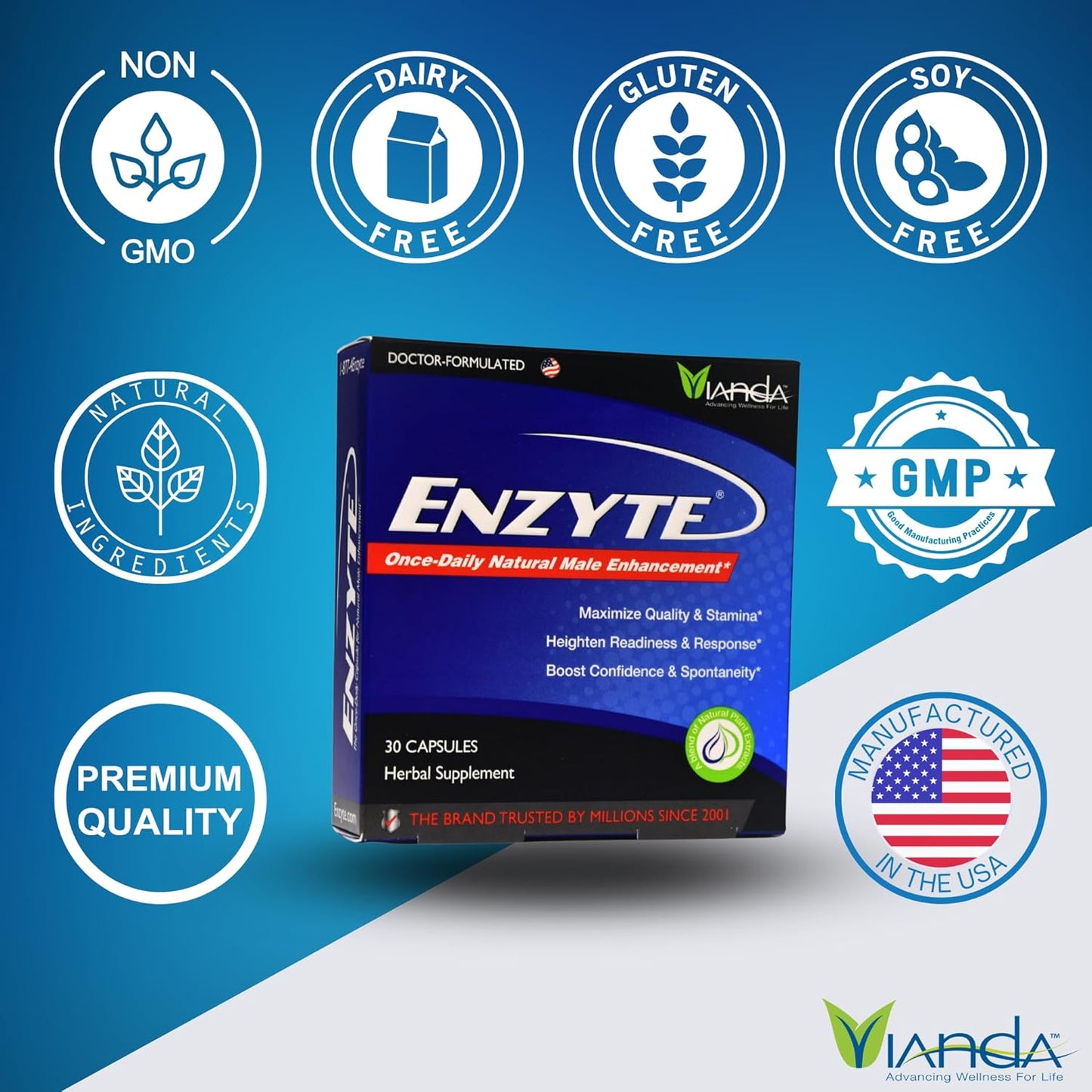 Enzyte MRC Enzyte® Male Enhancement Supplement for Blood Flow, Stamina, Quality - 30 Capsules (3 Pack) with Ginseng, Ginkgo Biloba, Horny Goat Weed, Muira Puama