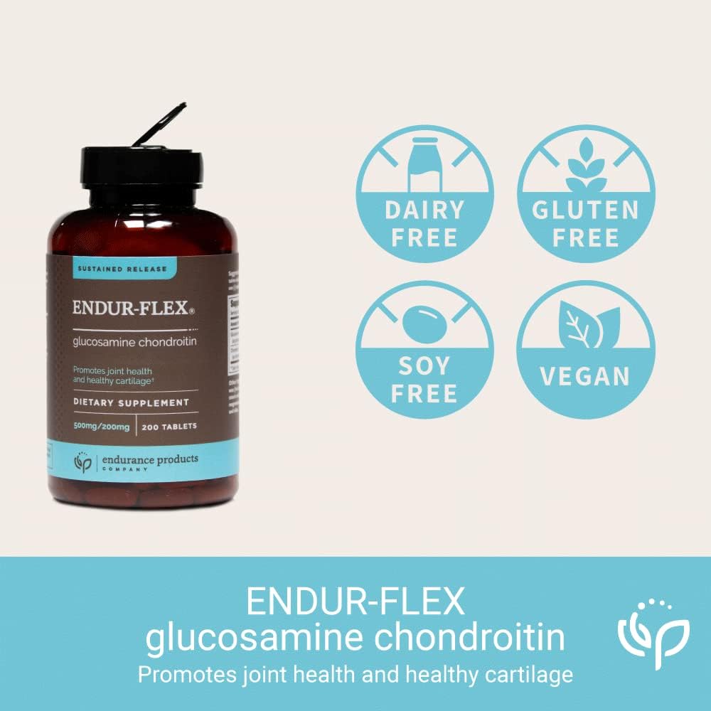 EPC Endur-Flex Sustained Release Glucosamine & Chondroitin Supplement 200 Tablets - Antioxidant Support for Joints - Back, Knees, Hands