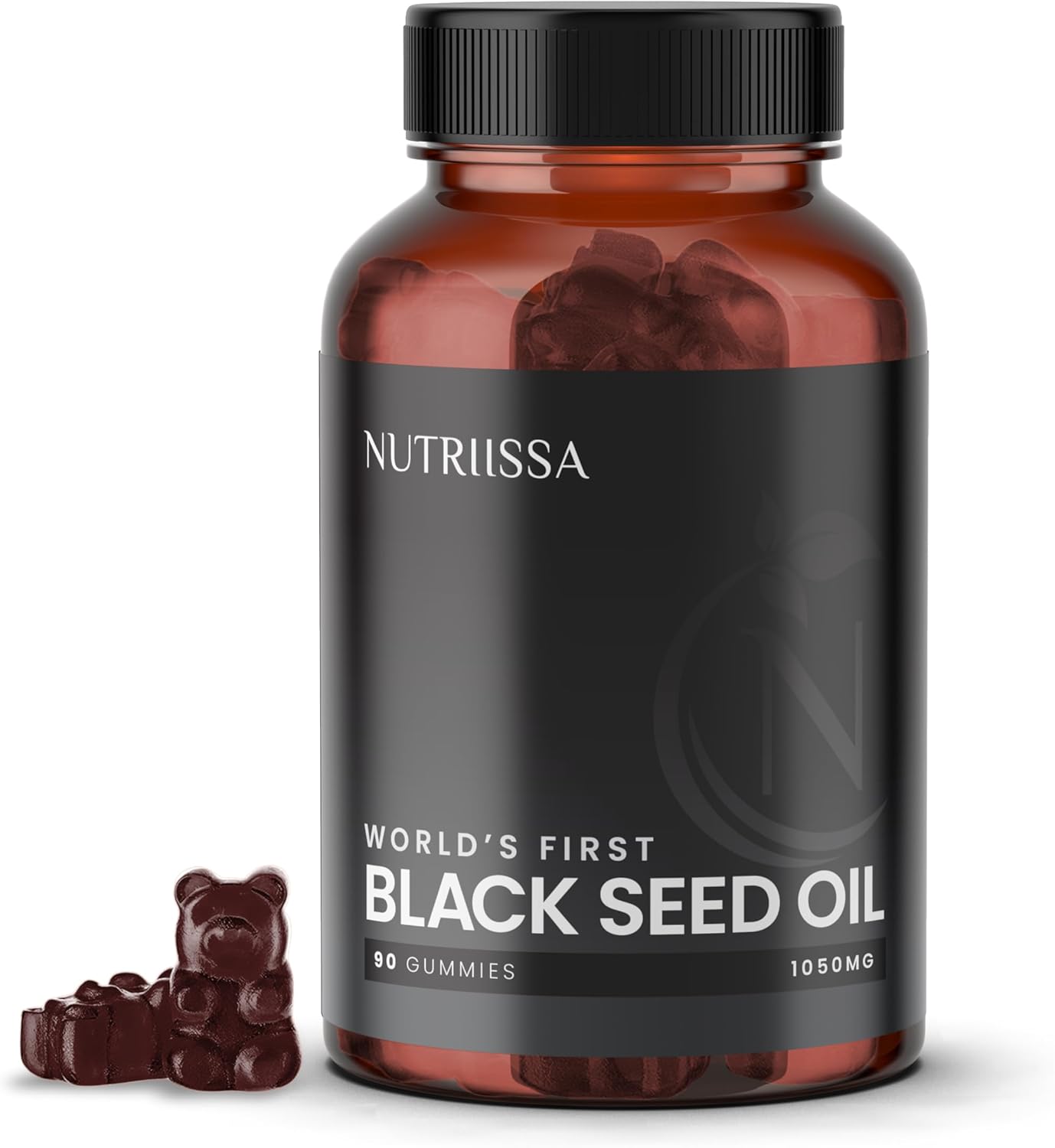 EPEB Certified Nutriissa Black Seed Oil Gummies with Elder Berry - Cold-Pressed Nigella Sativa Oil - 90 Blueberry Flavored Vegan Gummies