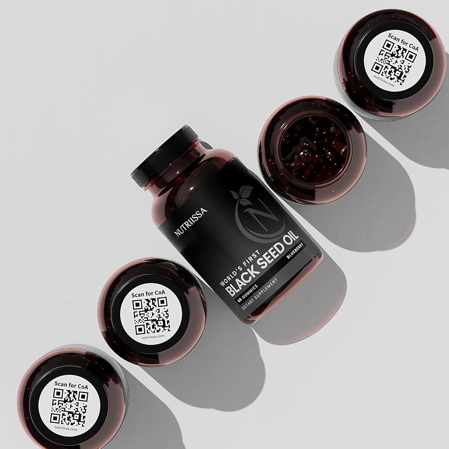 EPEB Certified Nutriissa Black Seed Oil Gummies with Elder Berry - Cold-Pressed Nigella Sativa Oil - 90 Blueberry Flavored Vegan Gummies