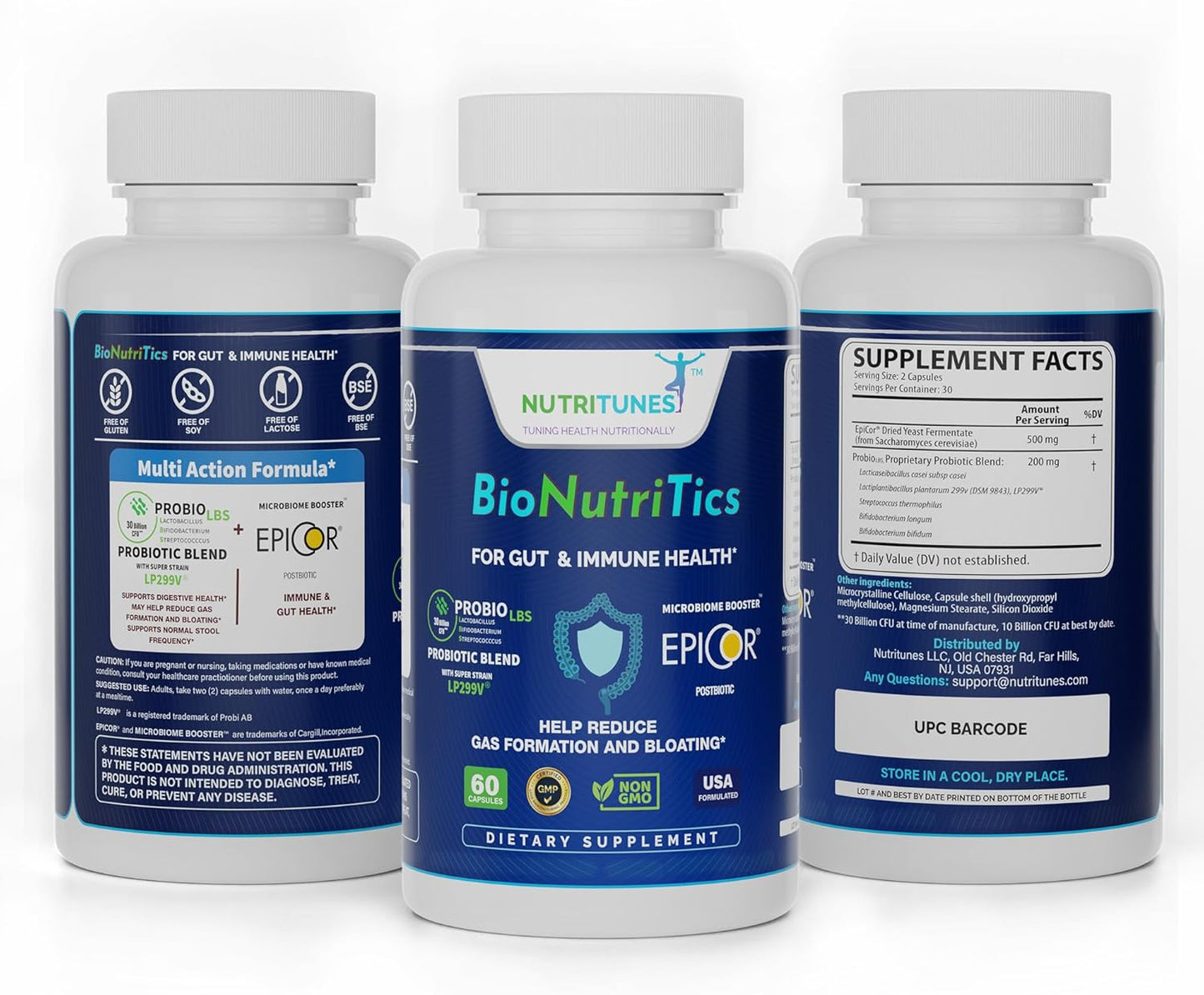 Epicor Probiotic Blend for Digestive, Immune, and Gut Health - Vegan & Non-GMO - 60 Capsules