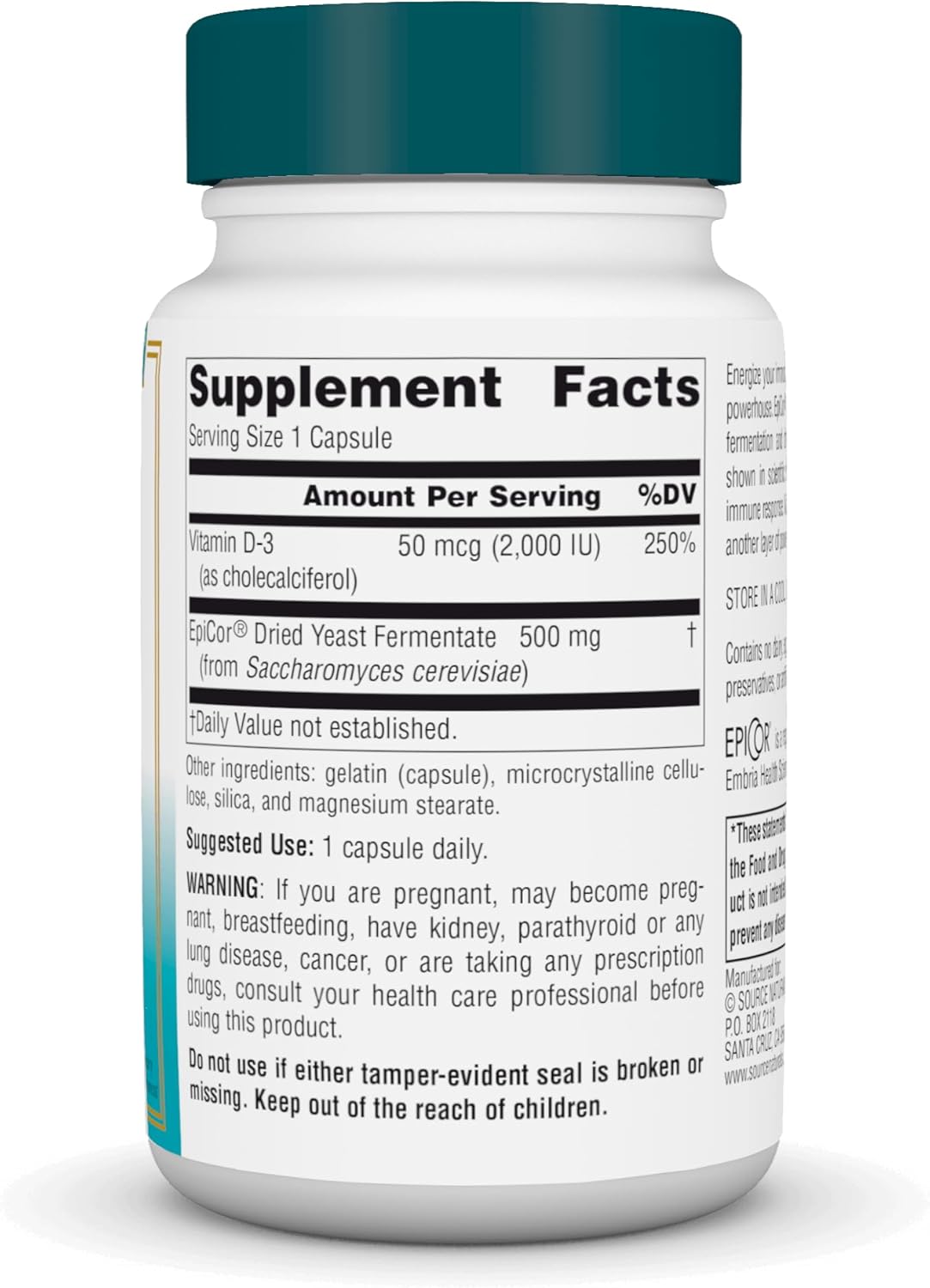 EpiCor with Vitamin D-3 Capsules for Enhanced Immune Support - 30 Count