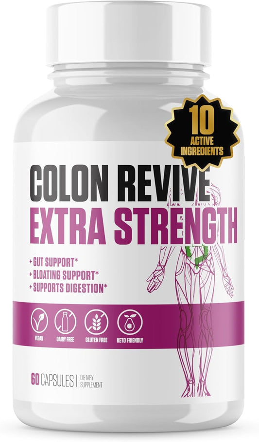 EPN Supplements Colon Revive Extra Strength - Top-Rated Detox & Cleanse Pills for Digestive Support, Bloating Reduction, Constipation Relief - 60 Pills for Men & Women