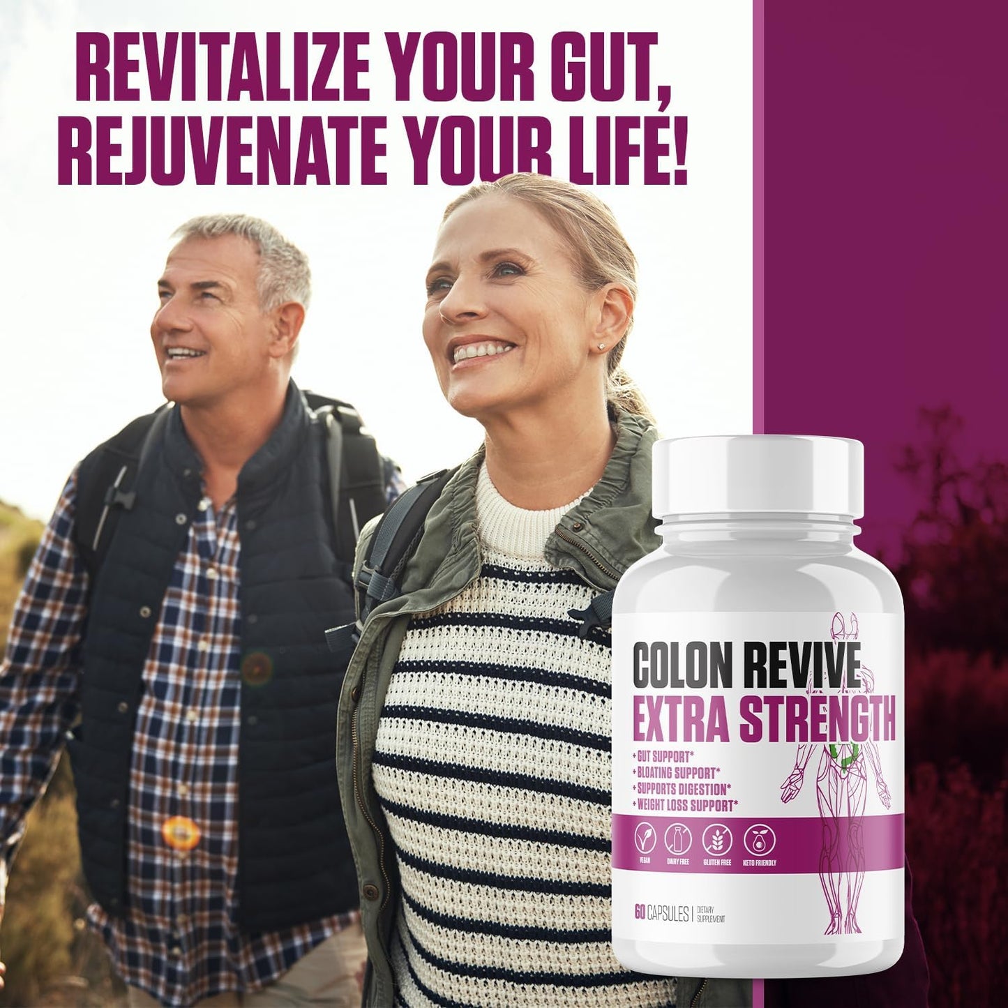 EPN Supplements Colon Revive Extra Strength - Top-Rated Detox & Cleanse Pills for Digestive Support, Bloating Reduction, Constipation Relief - 60 Pills for Men & Women