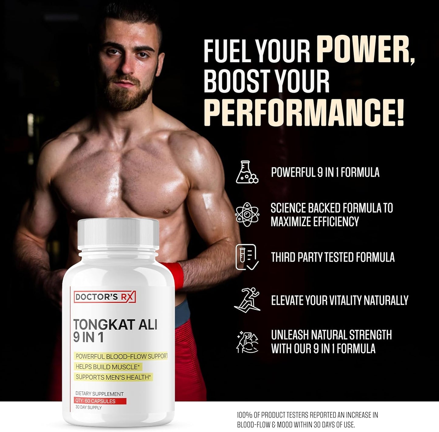 EPN Supplements Doctor's RX: Tongkat Ali & Horny Goat Weed Blend for Enhanced Blood Flow, Mood, and Stamina - 60 Capsules - BoostGo Australia